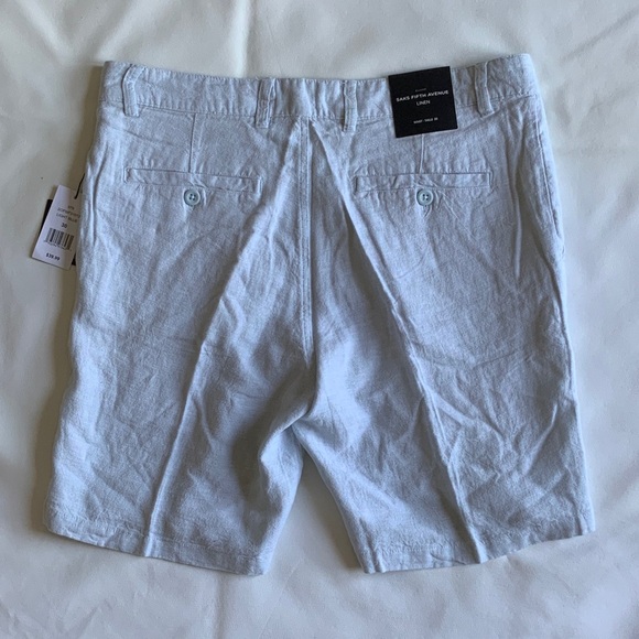 Saks Fifth Avenue Men's Light blue Flat Front Shorts - Picture 3 of 9